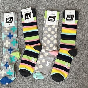 4 Pair Colorful Striped and Polka Dot Socks for Men